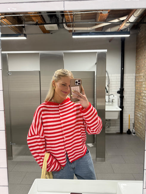 Coco Cutie Cardigan // Red & Pink Stripe